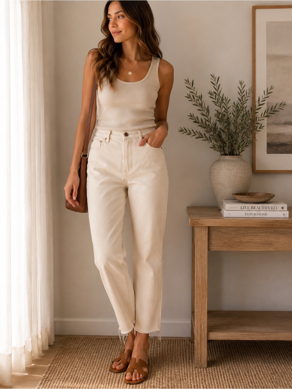 Madewell The Perfect Vintage Jean Size 29 Cream Raw Hem High Rise Straight Leg